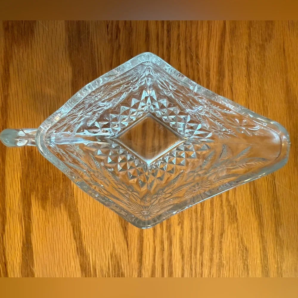Vintage Indiana Glass Pineapple & Floral Diamond Shaped Creamer & Sugar Bowl